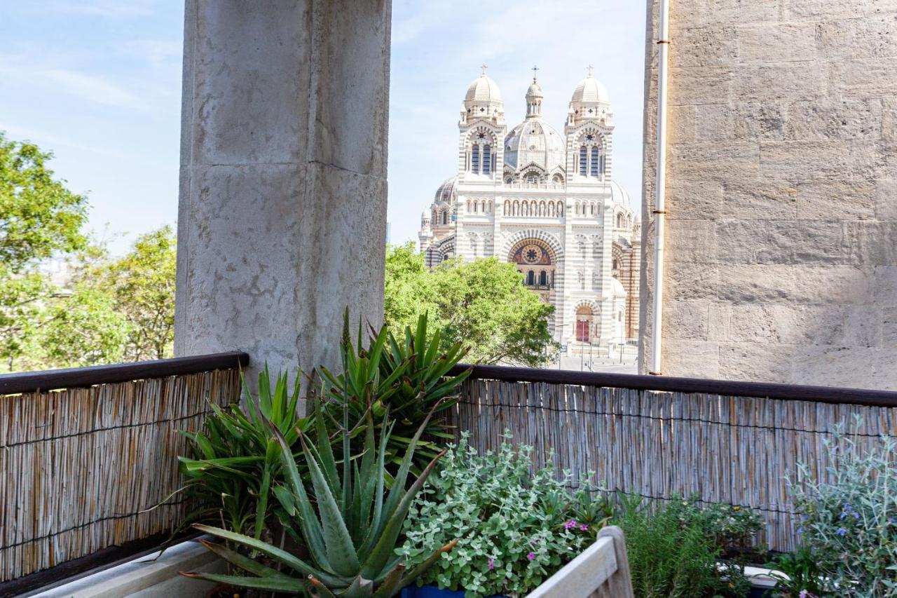 Terrasse Fadoli - Grande Terrasse Avec Vue Mer Et Cathedrale Marseilles Exterior foto